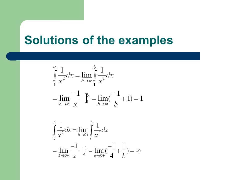 Solutions of the examples