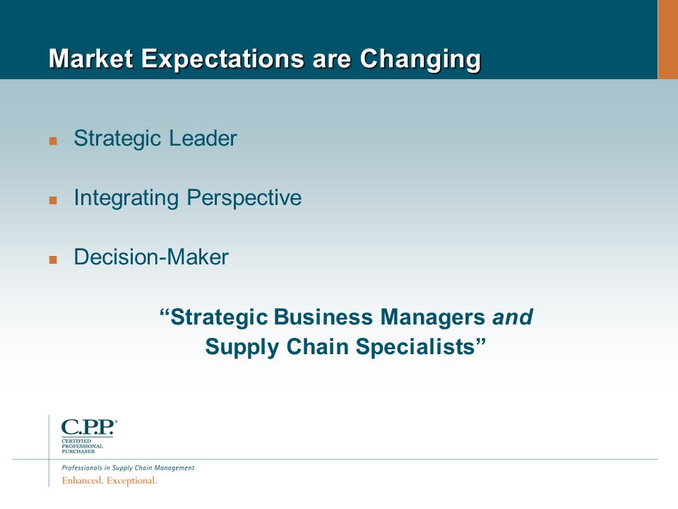 Market Expectations are Changing Strategic Leader Integrating Perspective Decision-Maker Strategic Business Managers and Supply Chain Specialists