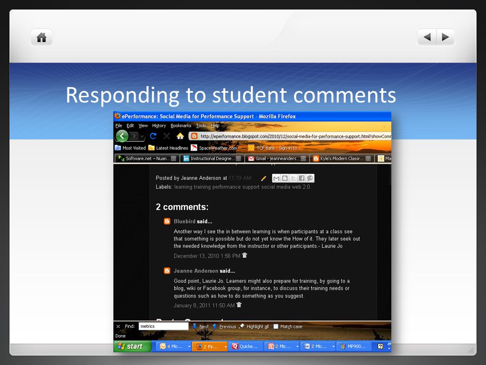 Responding to student comments