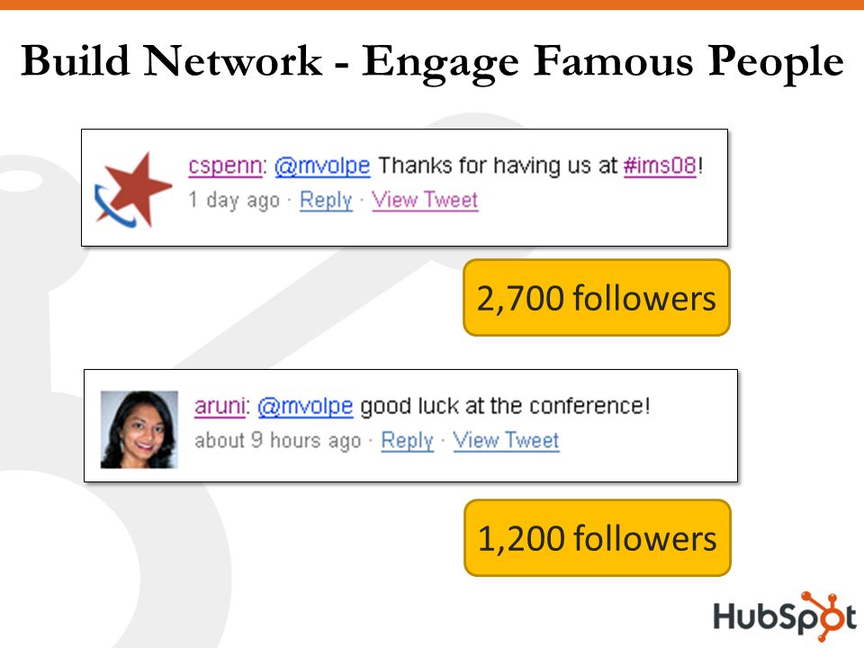 Build Network - Engage Famous People 2,700 followers 1,200 followers