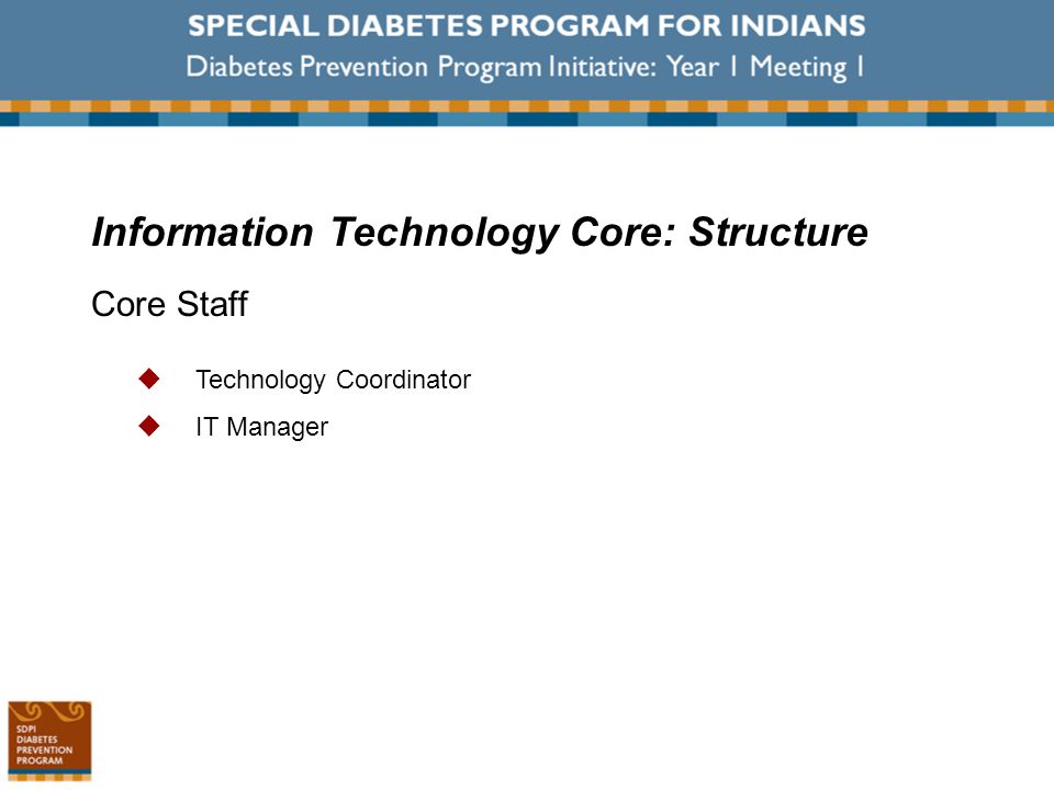 Information Technology Core: Structure Core Staff  Technology Coordinator  IT Manager