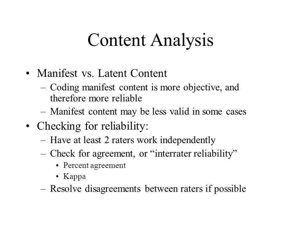 Content Analysis Manifest vs.