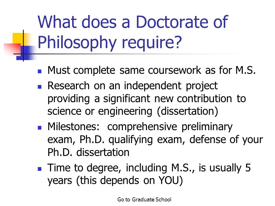 Go to Graduate School What does a Masters of Science require.