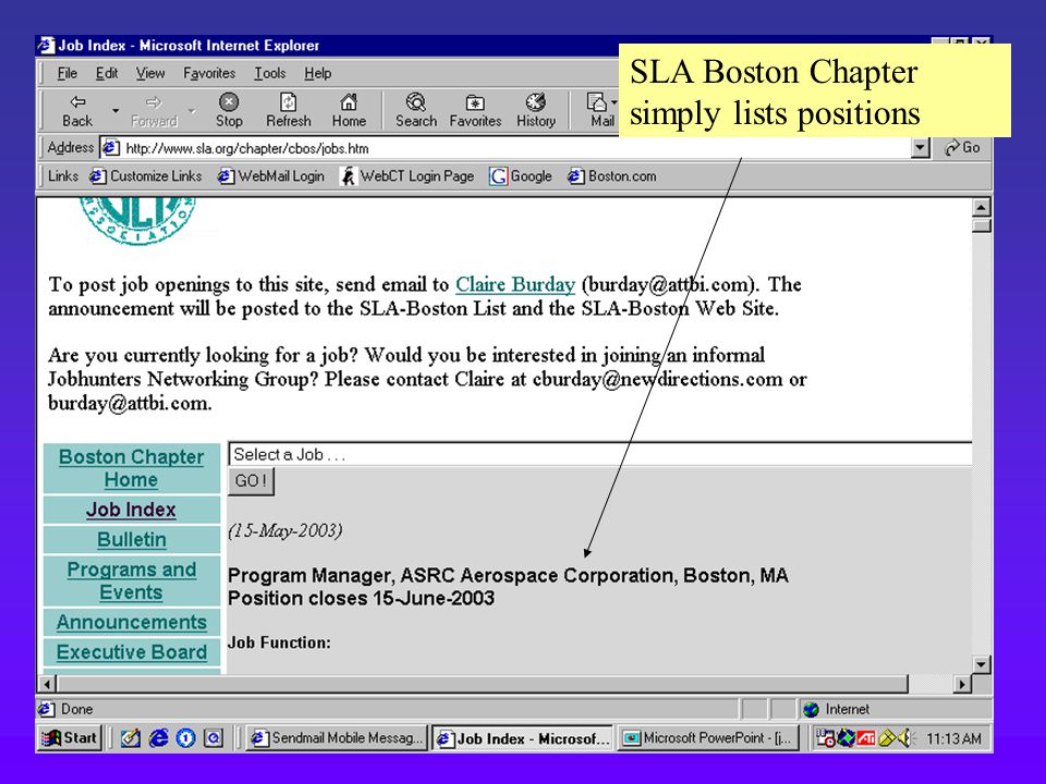 SLA Boston Chapter simply lists positions