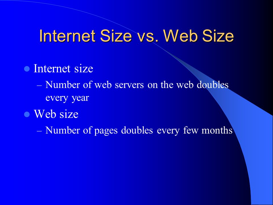 Internet Size vs.