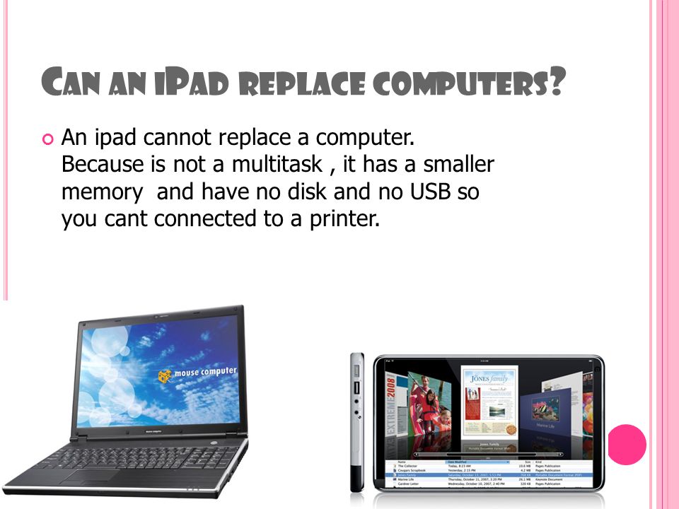 C AN AN I P AD REPLACE COMPUTERS . An ipad cannot replace a computer.