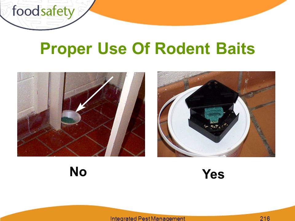 Integrated Pest Management216 Proper Use Of Rodent Baits No Yes