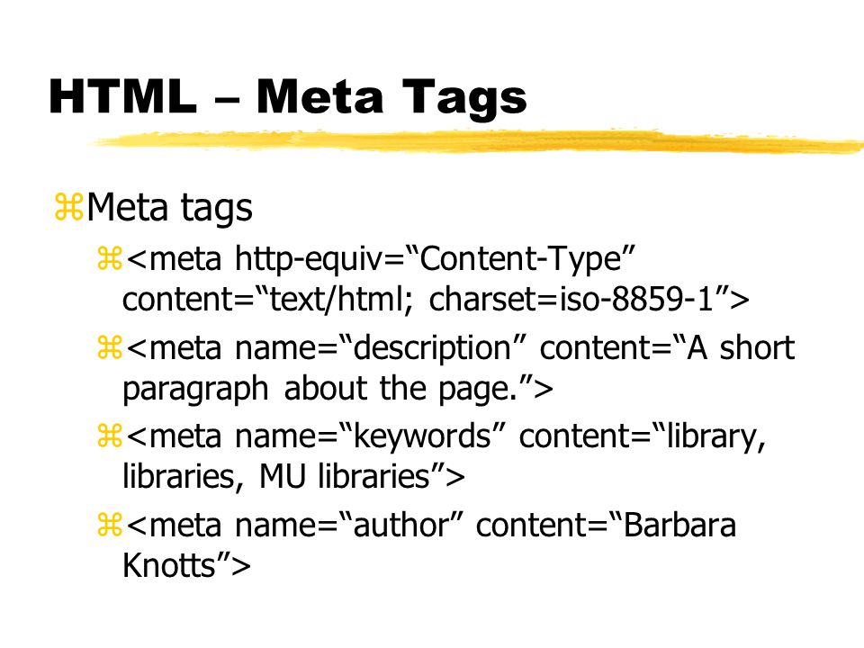 HTML – Meta Tags zMeta tags z