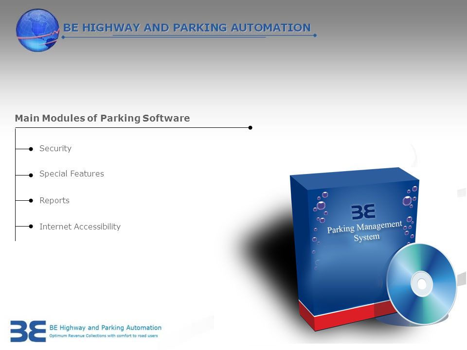 Security Special Features Reports Internet Accessibility Main Modules of Parking Software