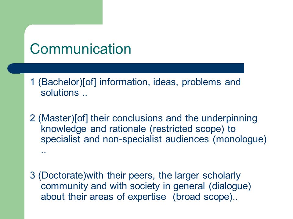 Communication 1 (Bachelor)[of] information, ideas, problems and solutions..