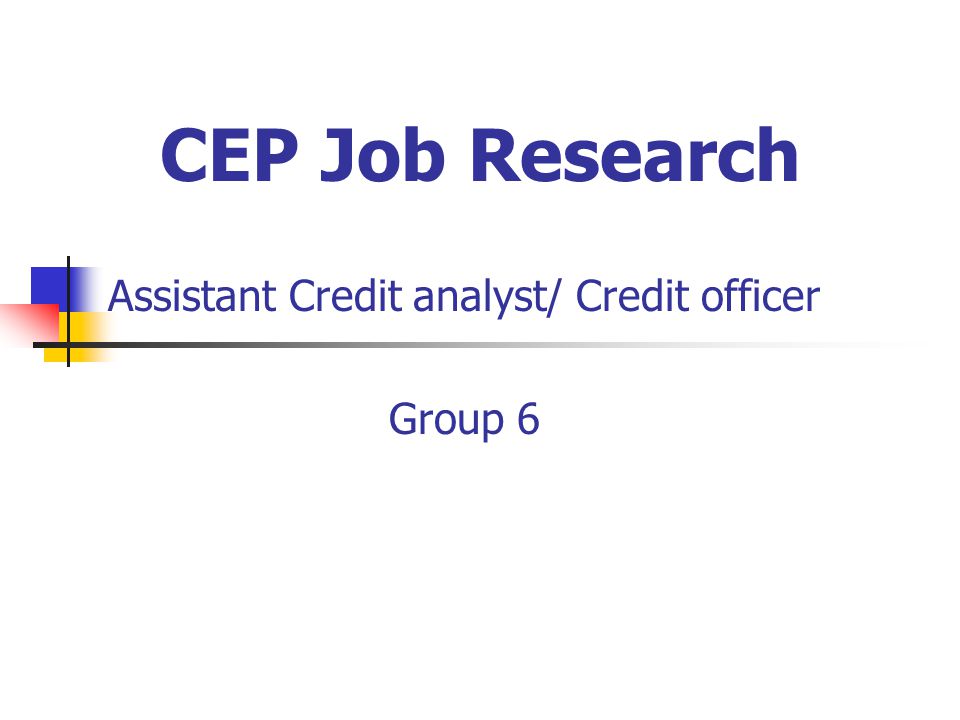 CEP Job Research Assistant Credit analyst/ Credit officer Group 6