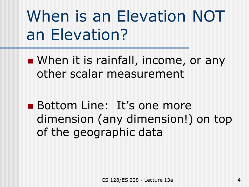 CS 128/ES Lecture 13a4 When is an Elevation NOT an Elevation.