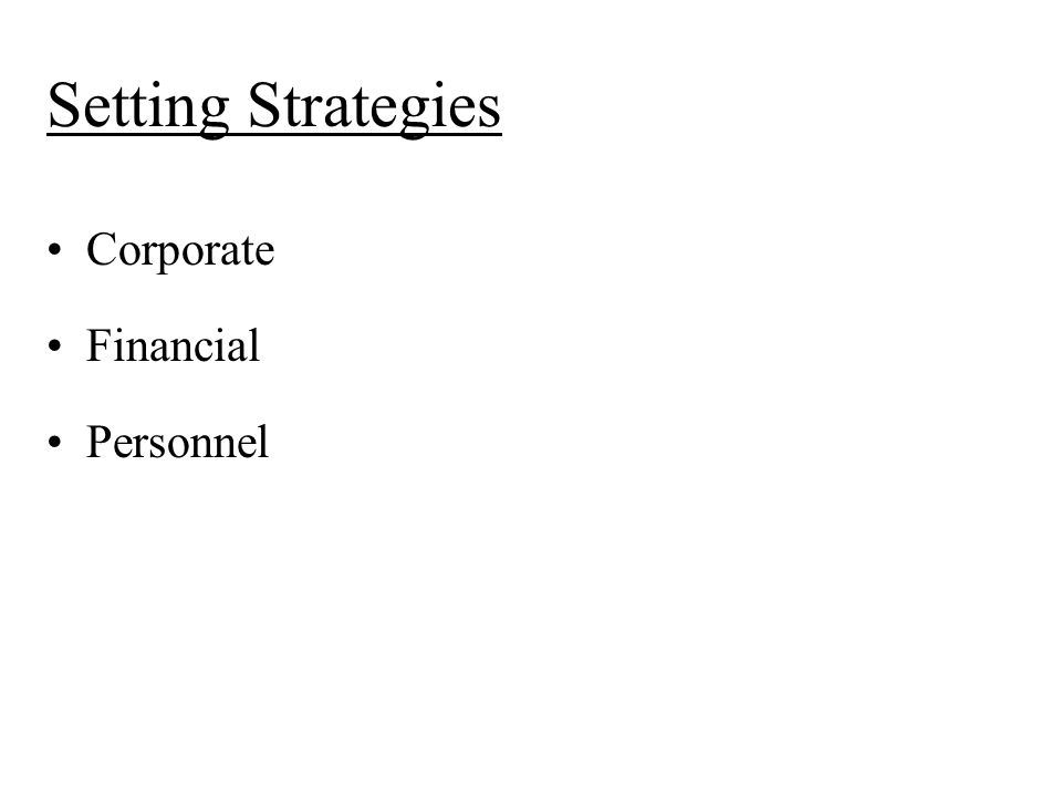 Setting Strategies Corporate Financial Personnel