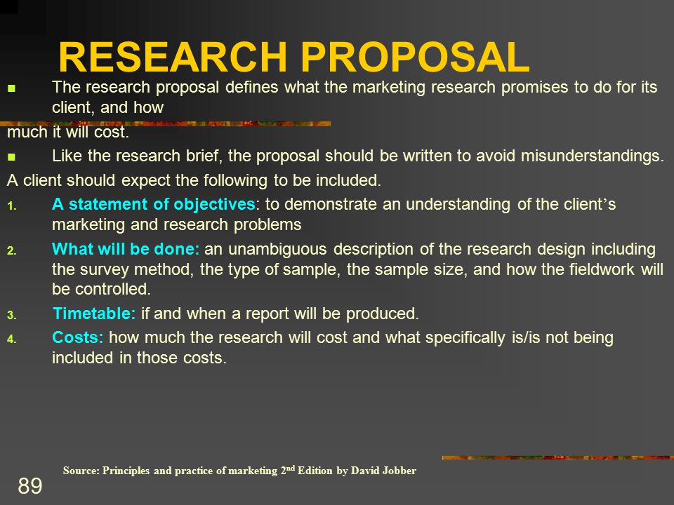 Marketing research proposal report