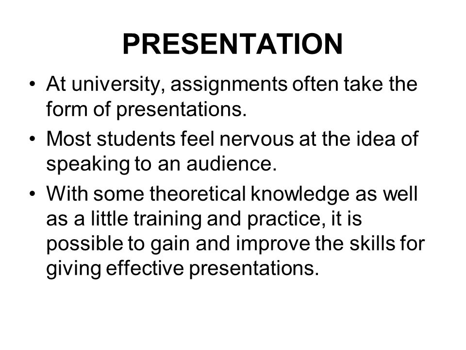 Form of presentation