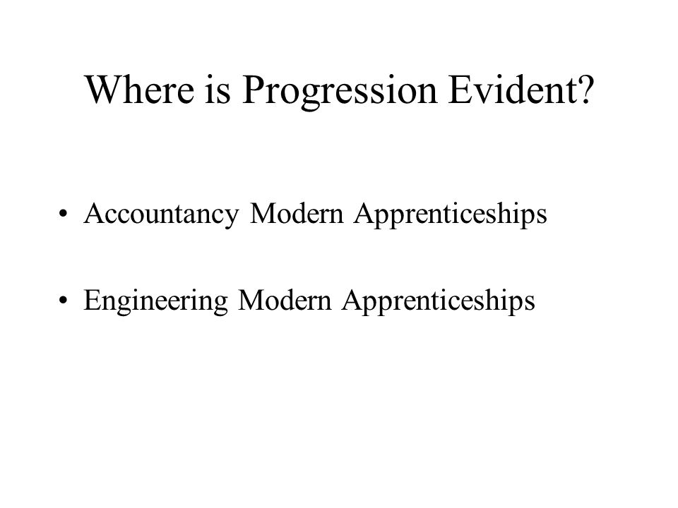 Where is Progression Evident Accountancy Modern Apprenticeships Engineering Modern Apprenticeships