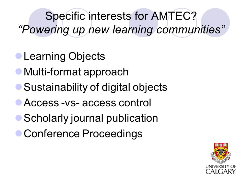 Specific interests for AMTEC.
