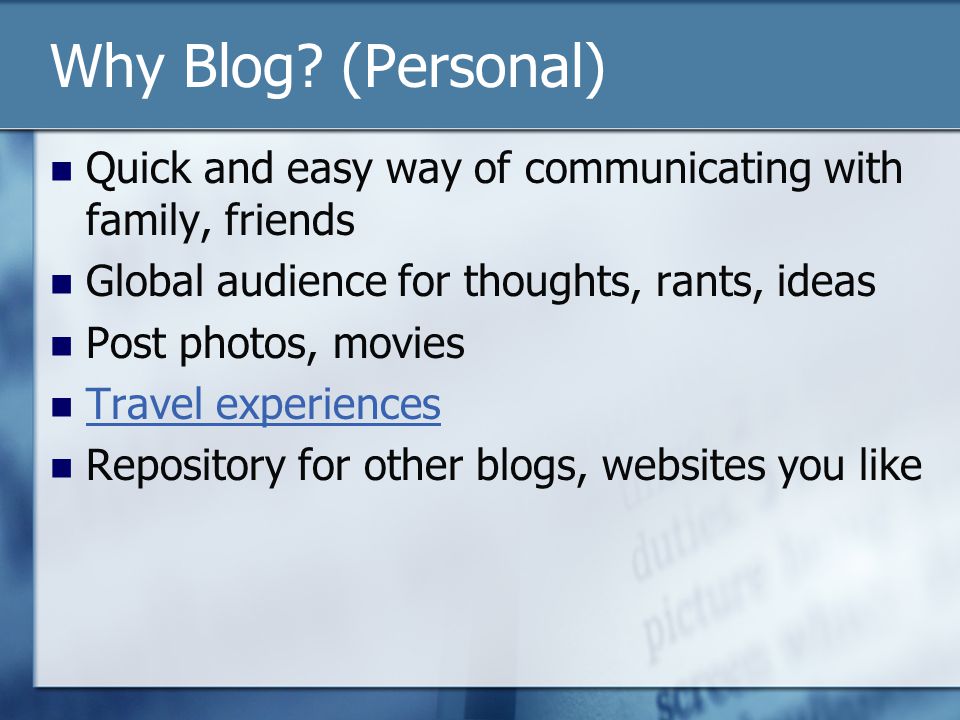 Why Blog.
