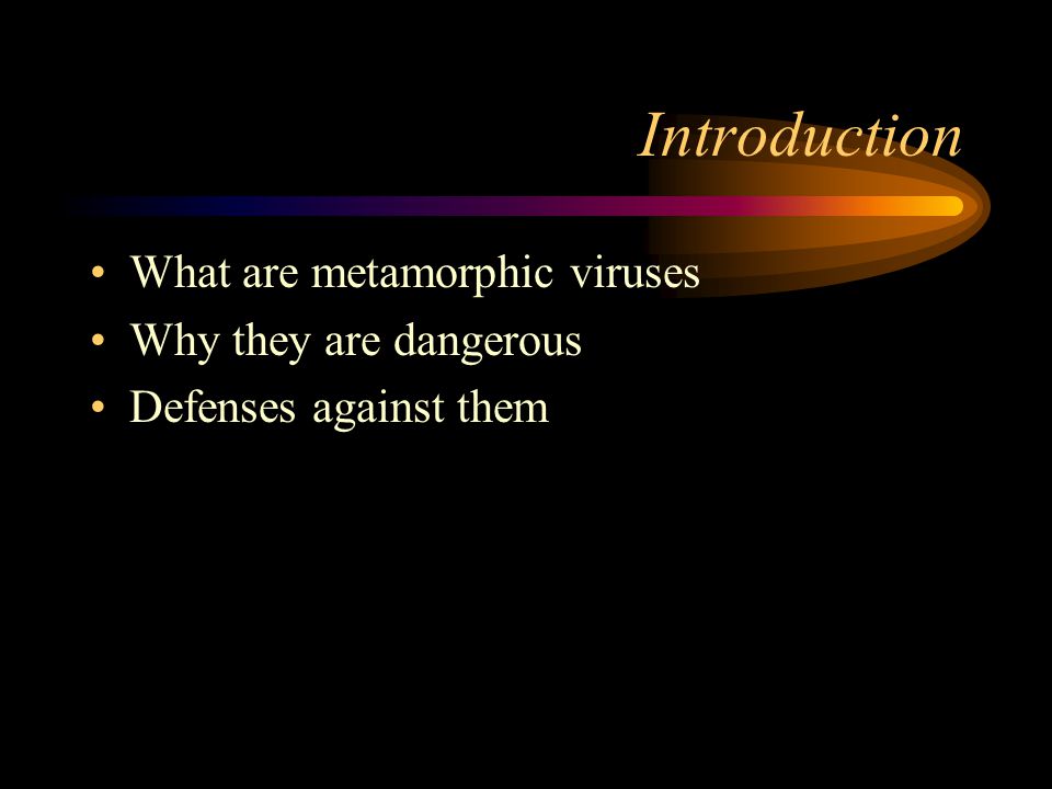 Introduction What are metamorphic viruses Why they are dangerous Defenses against them