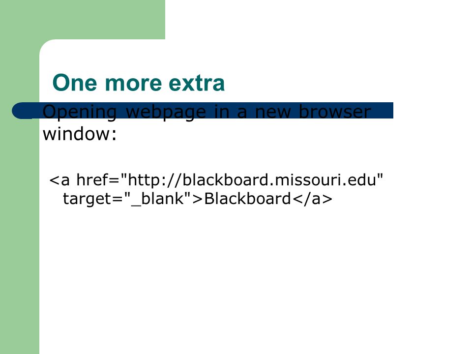 One more extra Opening webpage in a new browser window: Blackboard