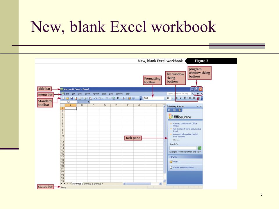 XP 5 New, blank Excel workbook