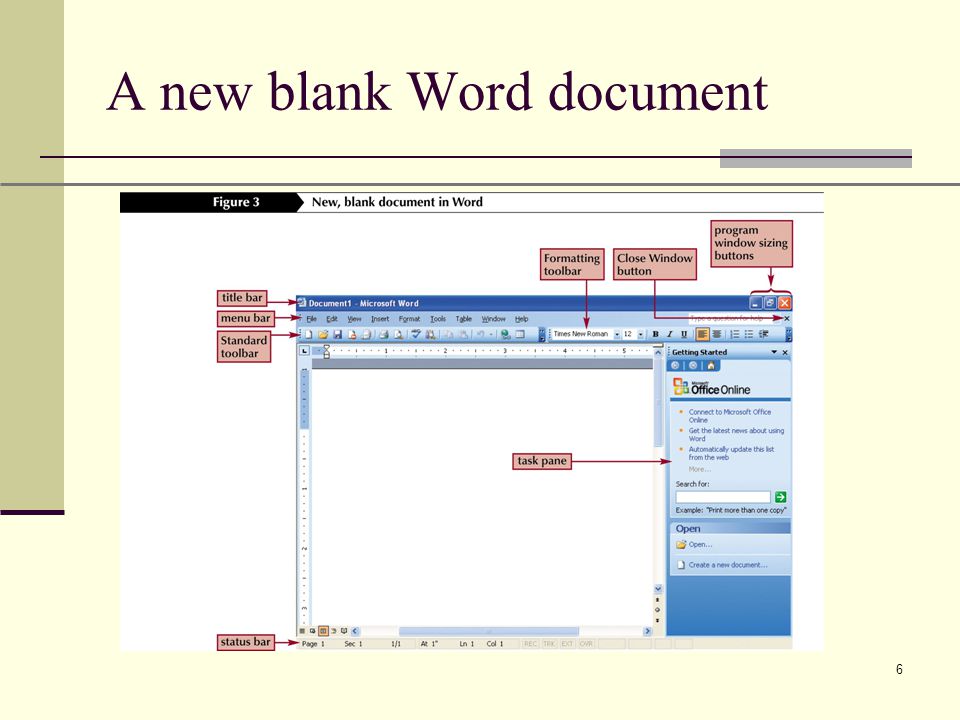 XP 6 A new blank Word document