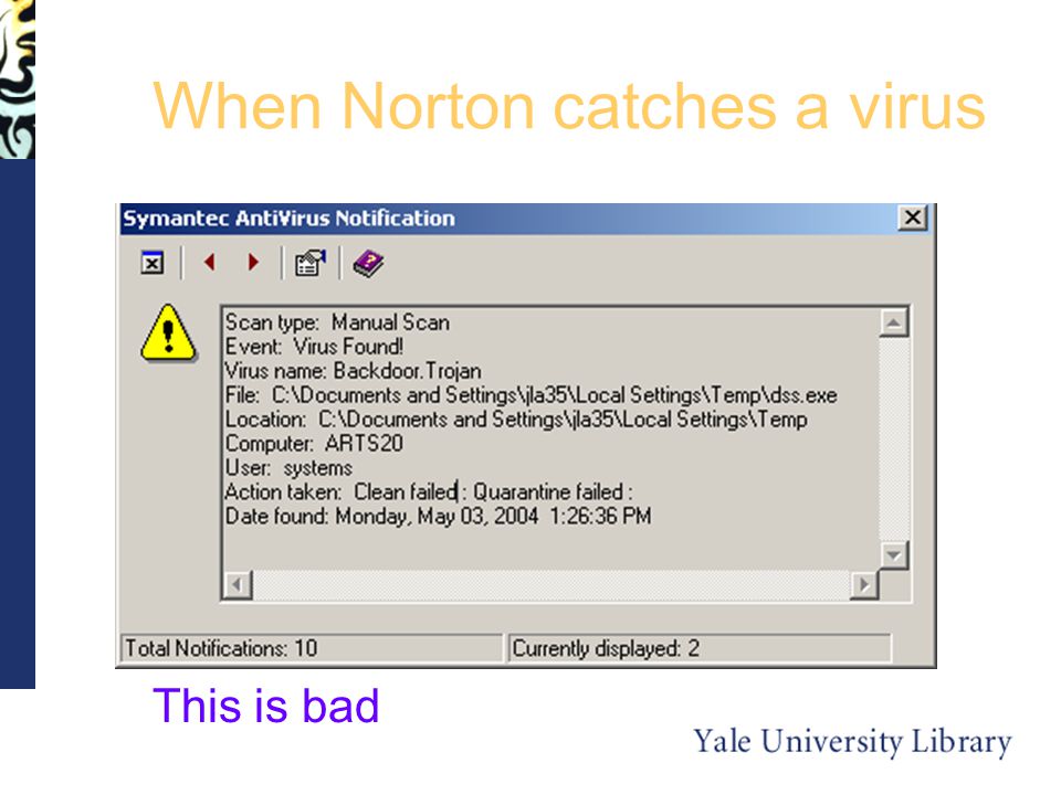 When Norton catches a virus This is bad