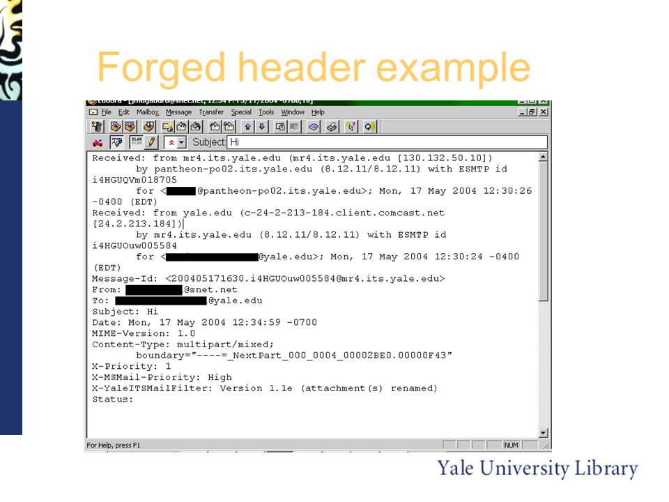 Forged header example