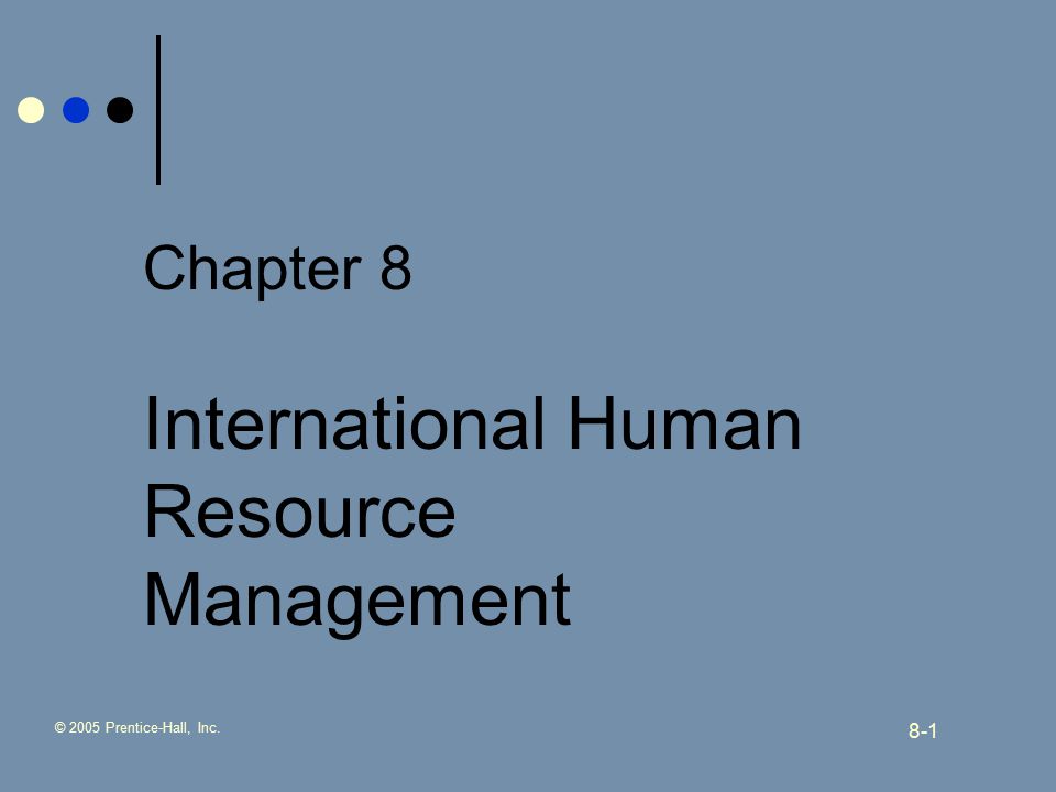 © 2005 Prentice-Hall, Inc. 8-1 Chapter 8 International Human Resource Management