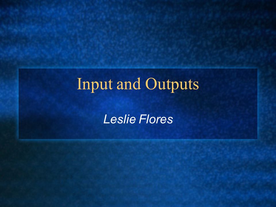 Input and Outputs Leslie Flores