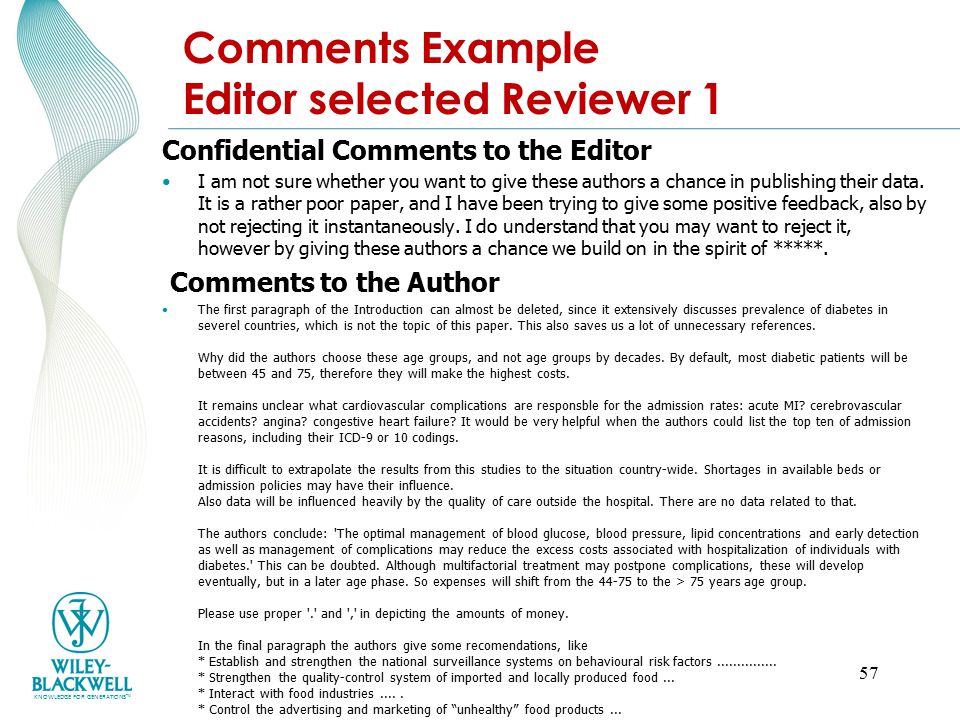 Dissertation reviewers comments
