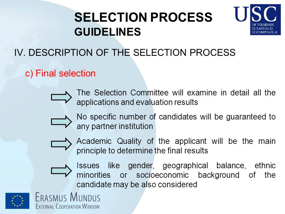 SELECTION PROCESS GUIDELINES IV.