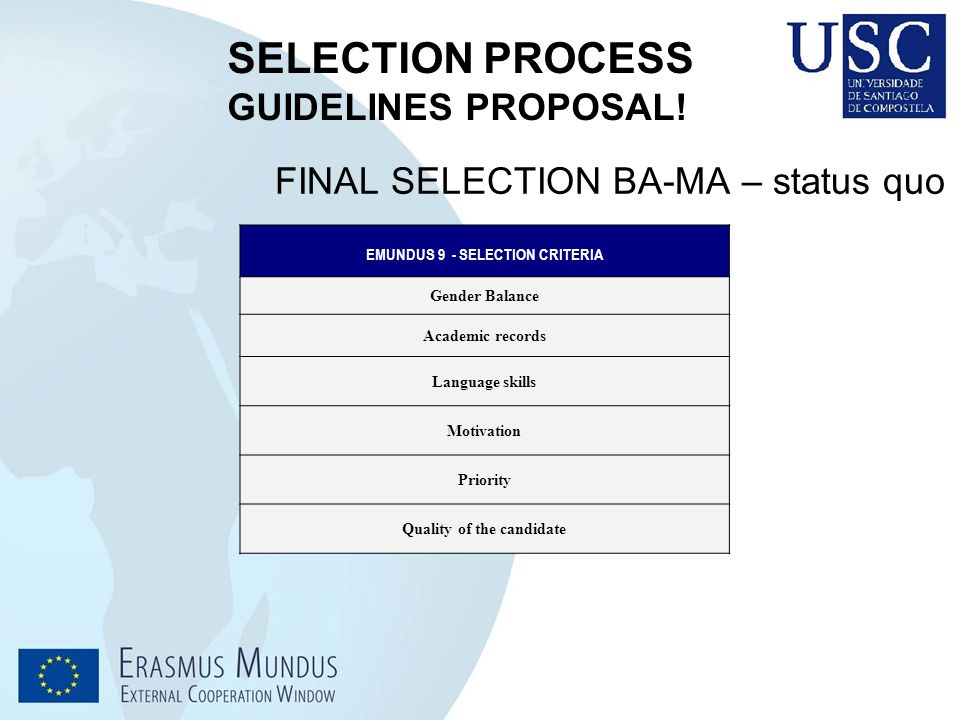 SELECTION PROCESS GUIDELINES PROPOSAL.