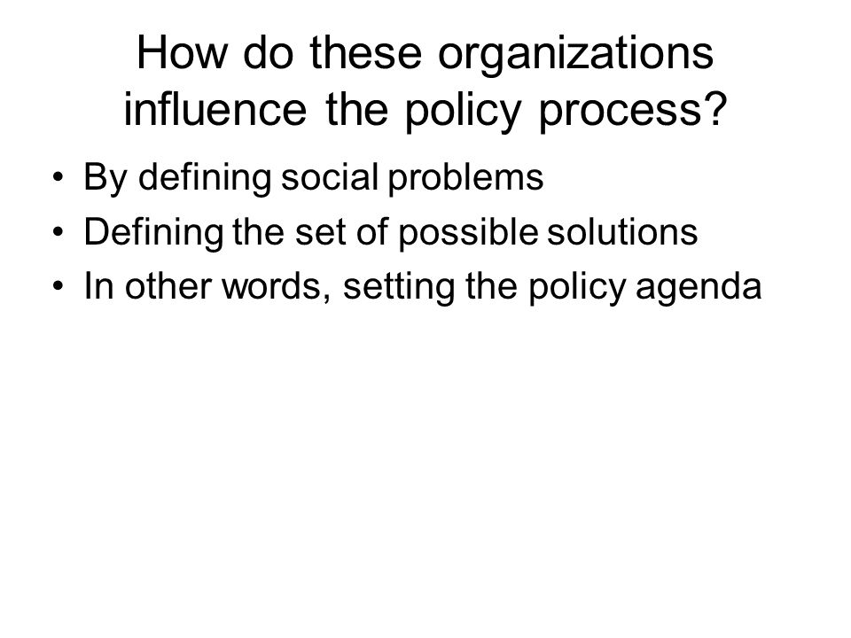 How do these organizations influence the policy process.