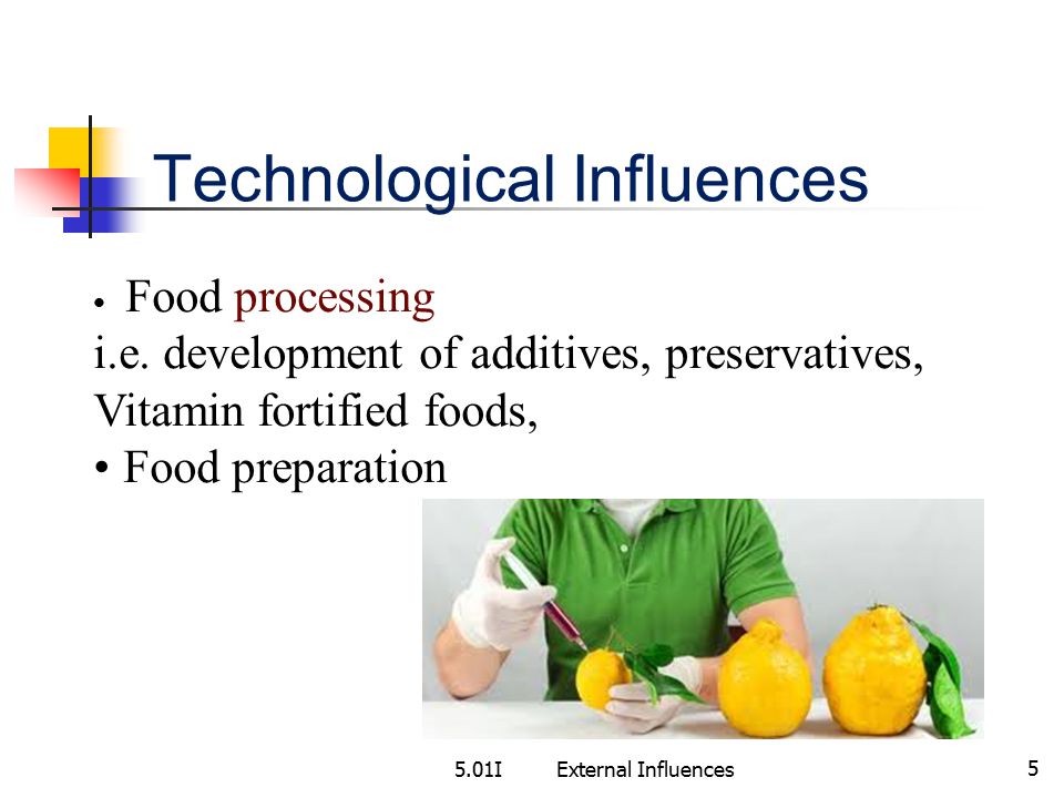 Technological Influences 5.01IExternal Influences 5 Food processing i.e.
