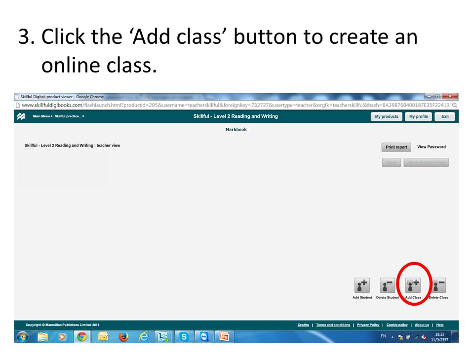 3. Click the ‘Add class’ button to create an online class.