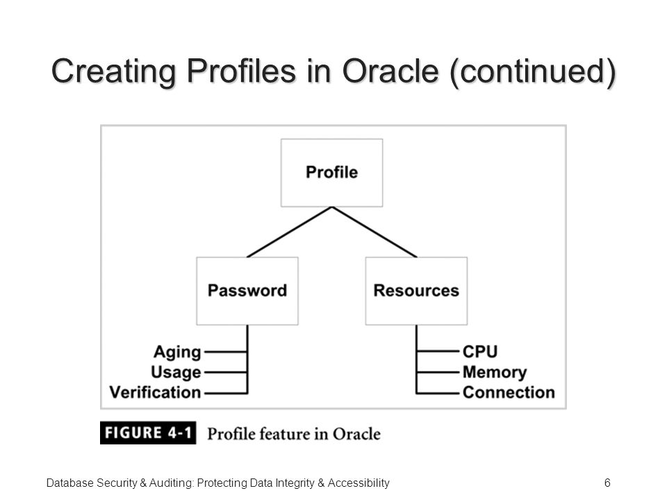 Database Security & Auditing: Protecting Data Integrity & Accessibility6 Creating Profiles in Oracle (continued)