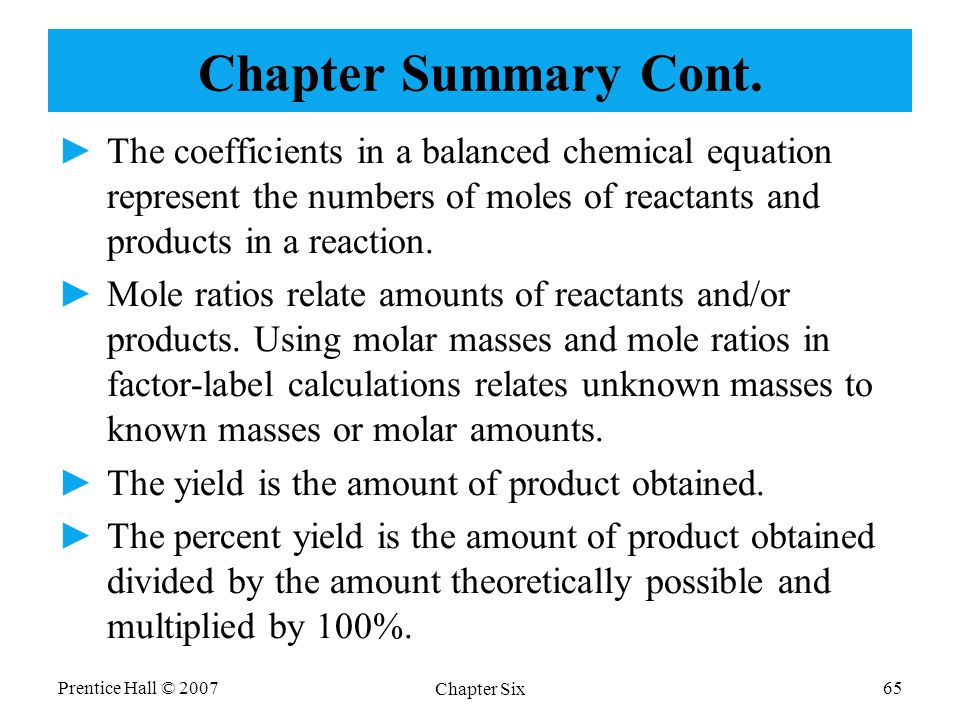 Chapter Six Chemical Reactions Classification And Mass 65 Pice