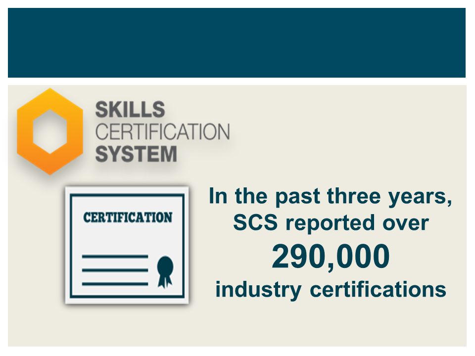 In the past three years, SCS reported over 290,000 industry certifications