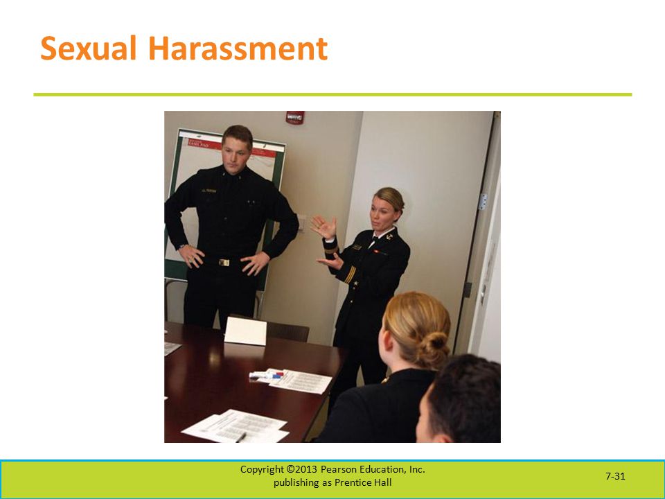 Sexual Harassment Copyright ©2013 Pearson Education, Inc. publishing as Prentice Hall 7-31