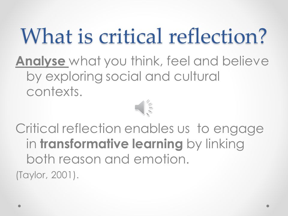 Critical Reflections Dissertation