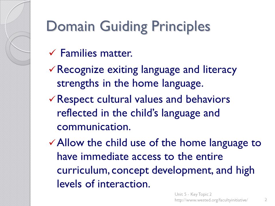 Domain Guiding Principles Families matter.