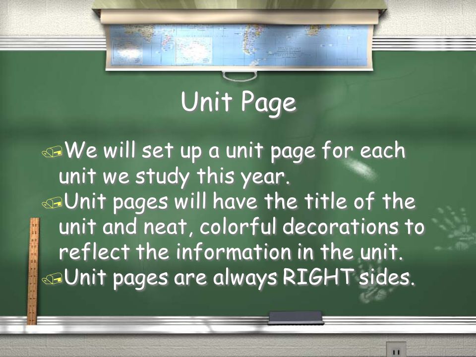 Unit Page / We will set up a unit page for each unit we study this year.