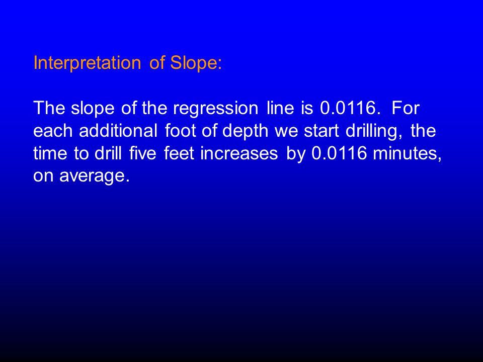 Interpretation of Slope: The slope of the regression line is