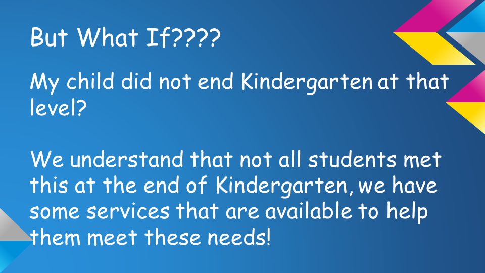 But What If . My child did not end Kindergarten at that level.