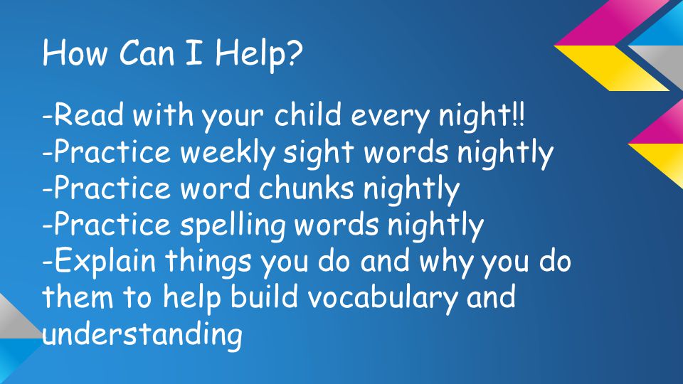 How Can I Help. -Read with your child every night!.