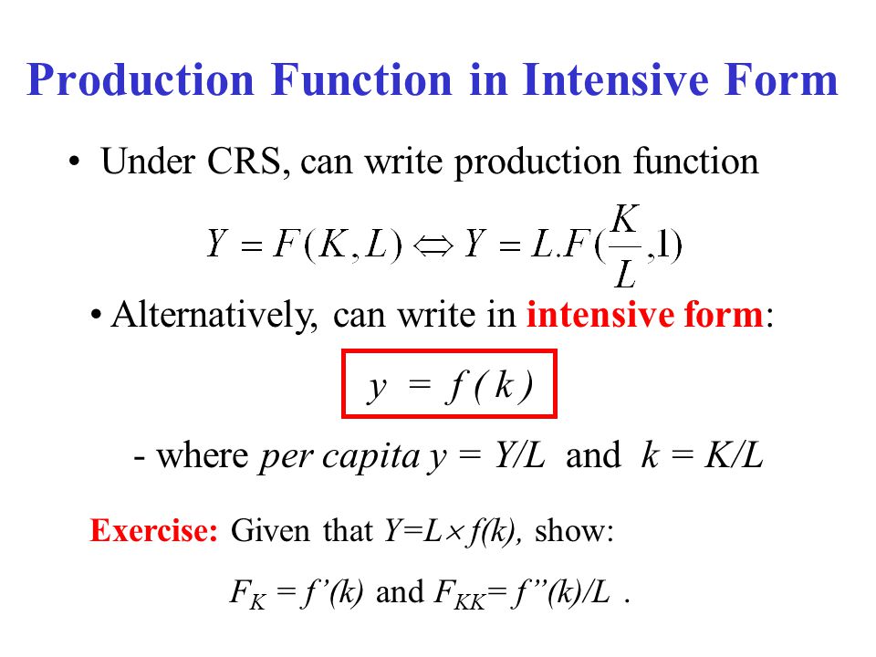 eco 402 fall 2013 prof erdinç economic growth the solow model intensive form