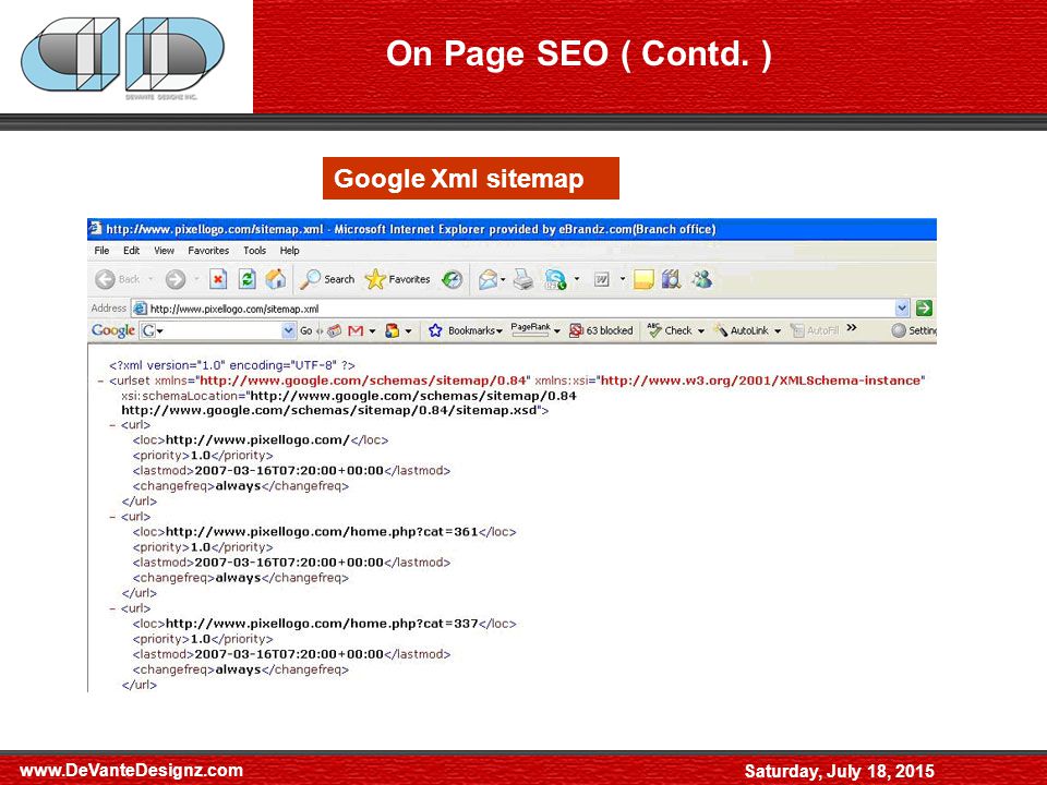 Saturday, July 18, 2015 Simple Sitemap - Google Xml sitemap On Page SEO ( Contd.