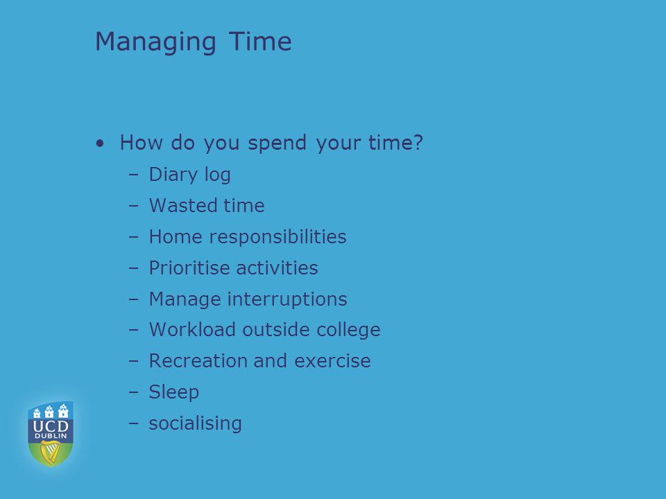 Managing Time How do you spend your time.