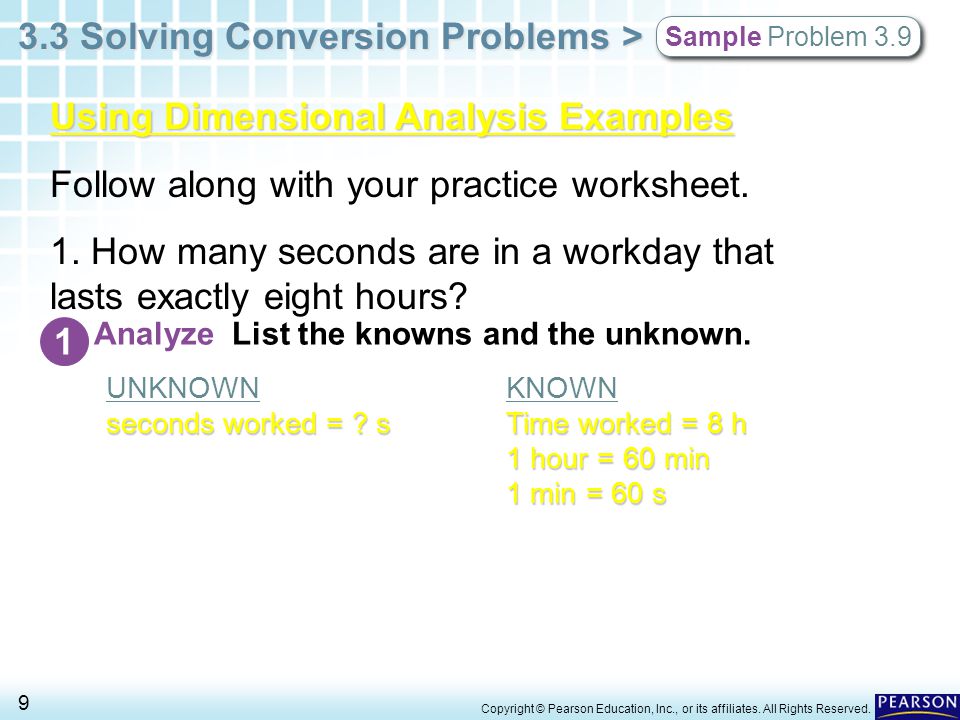 3 Solving Conversion Problems 1 Unit And 3 Solving Conversion Problems 9 Copyright Pearson Education Inc Or Its